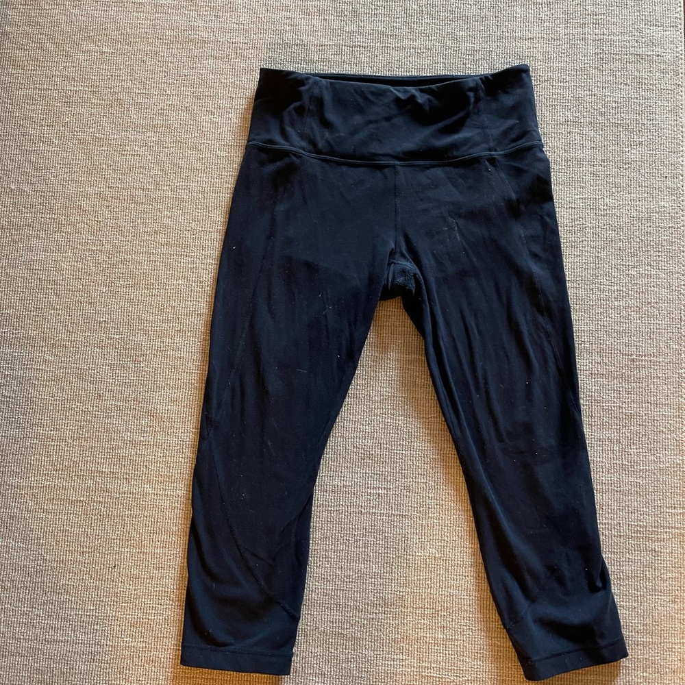 Athleta cropped leggings, navy, medium